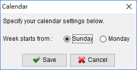 start calendar from monday or sunday