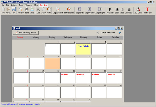 Click to view Smart Calendar Software 3.3.0 screenshot