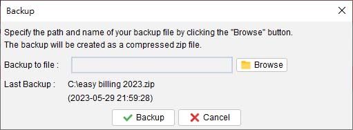 provide backup filename in dialog