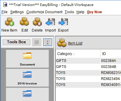 item list to store item, loaded into documents