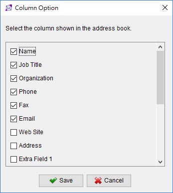 show or hide column in the address book view