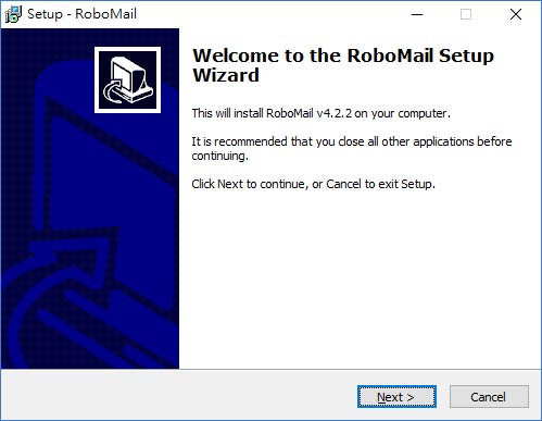Welcome screen of installation wizard
