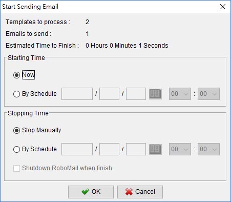 specify schedule time for email sending