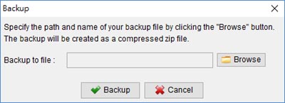 provide backup filename in dialog
