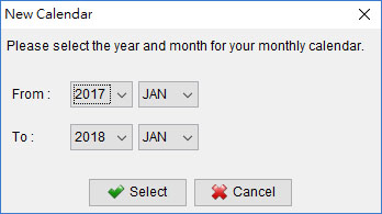 select month for monthly calendar