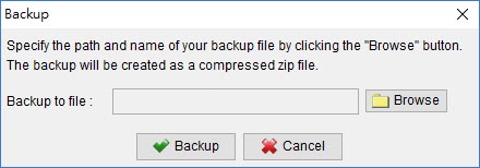 Dialog to backup ChequeSystem data