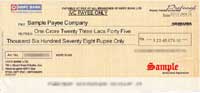 India HDFC Bank Cheque Printing Sample thumbnail