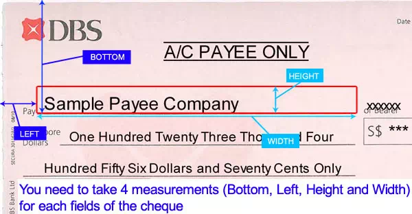 measure cheque to prepare cheque layout