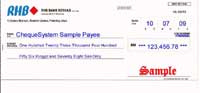 Malaysia RHB Bank Cheque Printing Sample thumbnail