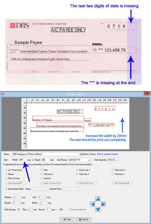 cheque not print right-most part