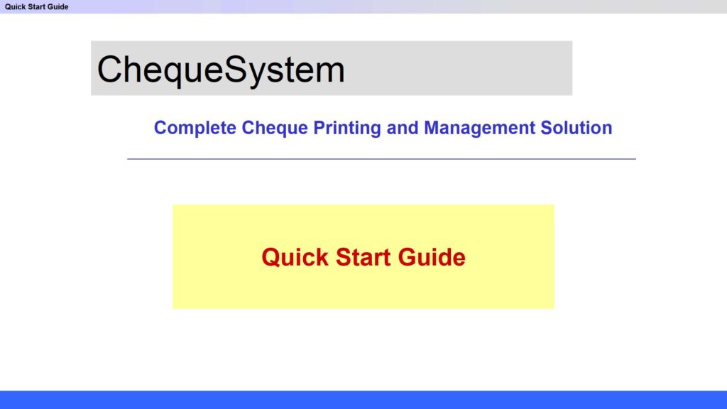 ChequeSystem Quick Start Guide 01