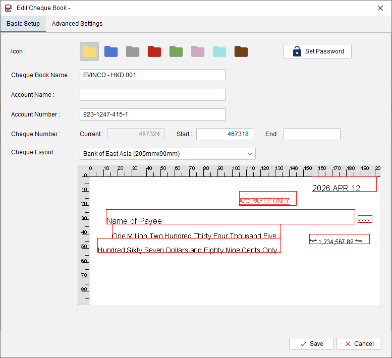 Cheque Book Management 2 Create Cheque Book Basic Setup