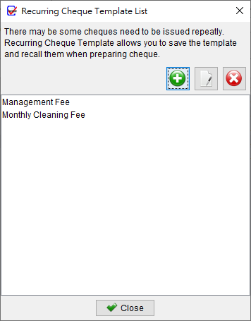 Recurring Cheque Template List