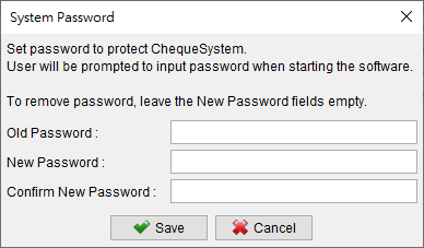 ChequeSystem System Password