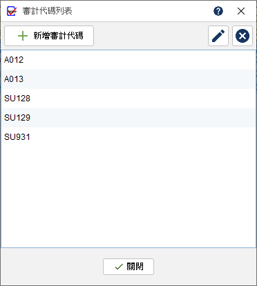 審計代碼列表 1 審計代碼碼列表