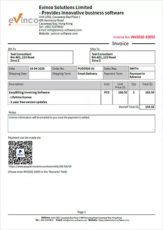 EasyBilling Sample Invoice