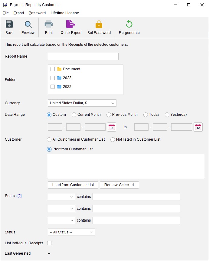 Payment Report by Customer