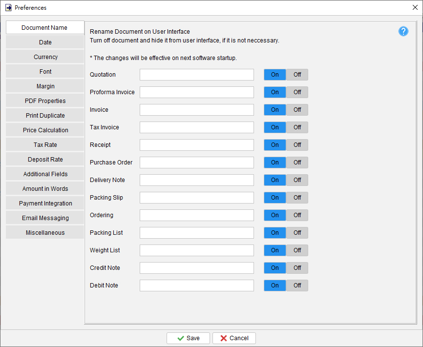 Customize Document Preferences