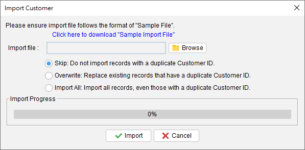 Import Customer Dialog