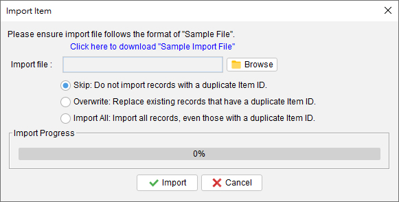 Import Item Dialog