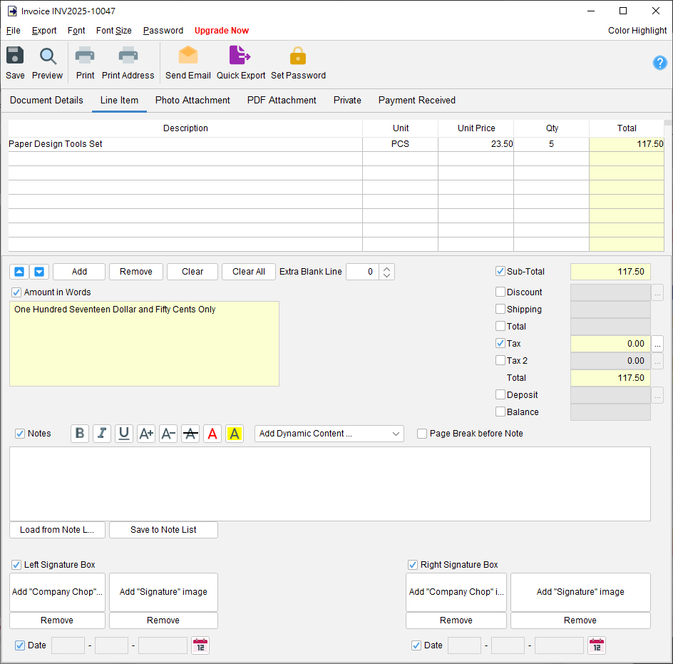 Invoice Line Item