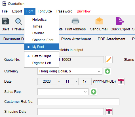 Use my own font in document