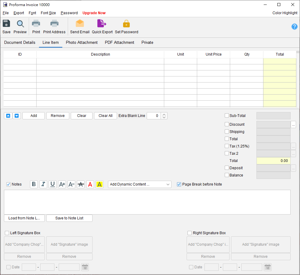 Proforma Invoice Line Item