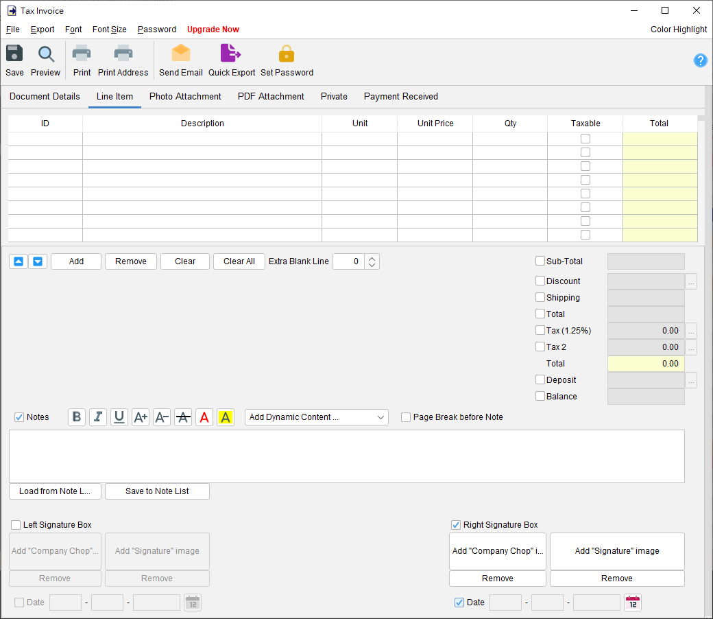 Tax Invoice Line Item