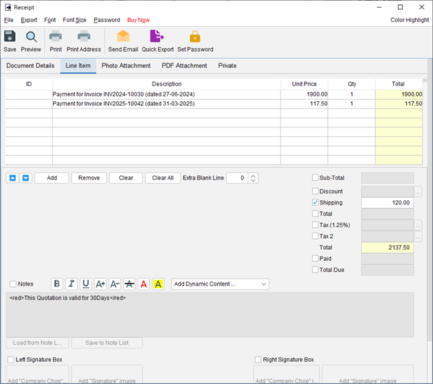 Multiple select with payment summaries