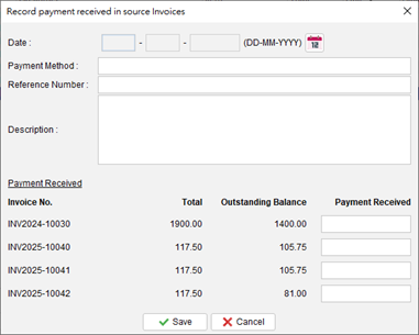 Record Payment Received