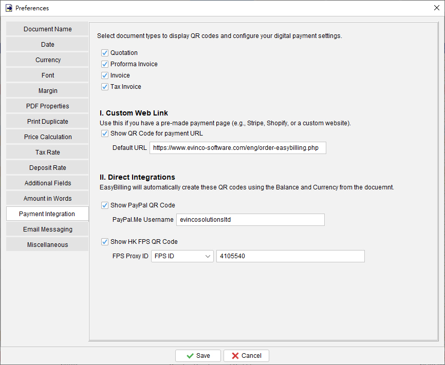 Payment Integration with QR codes