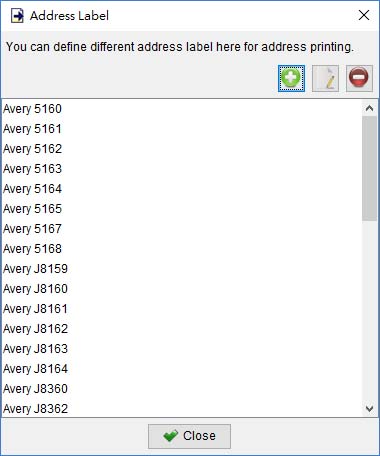 maintain address label for printing address