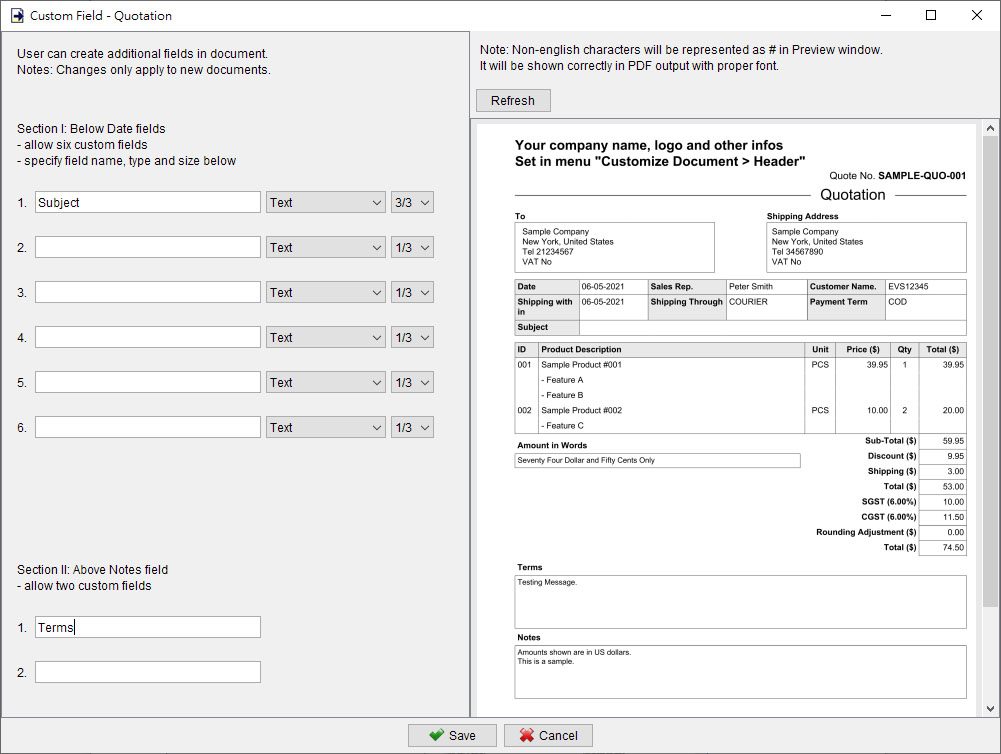 setting custom field of document