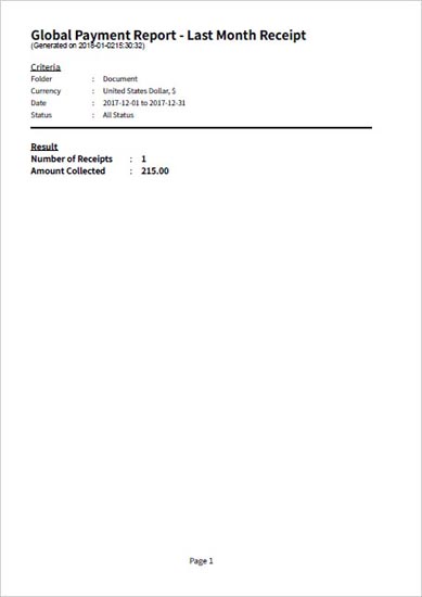 sample output of global payment report