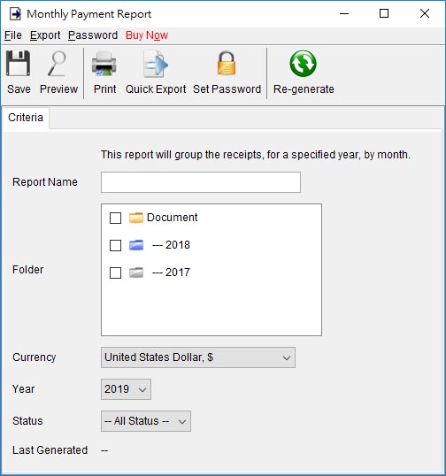 dialog for monthly payment report