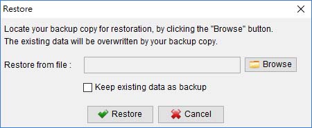 Restore EasyBilling data from backup file