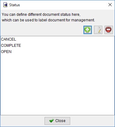 List of document status in EasyBilling.