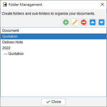 folder list for documents, invoice, quotation