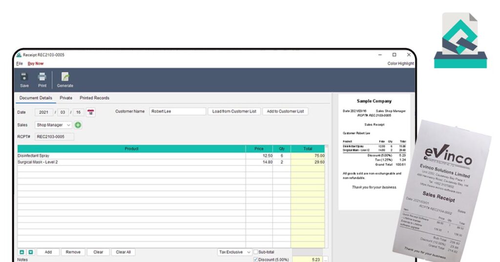 Qucik Receipt Software