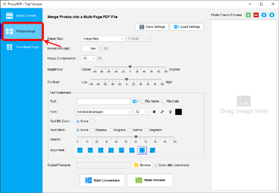 merge multiple photos into a pdf file