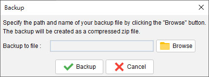 Backup software settings in PhotoPDF