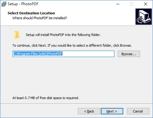 select folder for installation