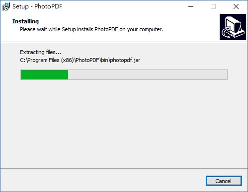 PhotoPDF installation is in progress