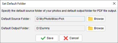 change default soure and output folder of photo pdf
