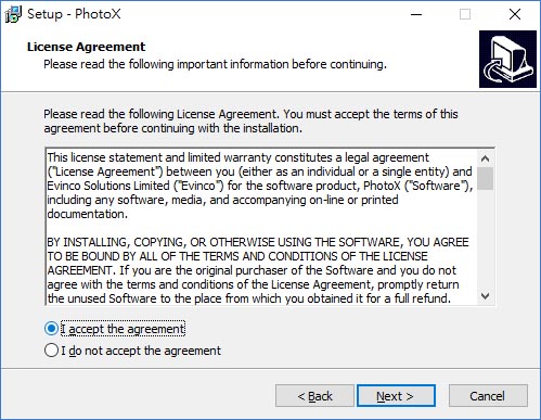 accept agreement in install wizard