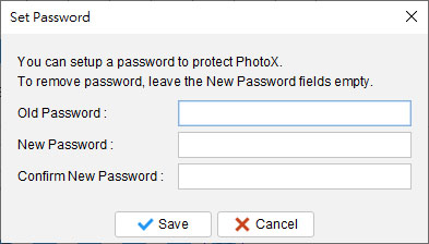 set password to protect PhotoX from unauthorized use