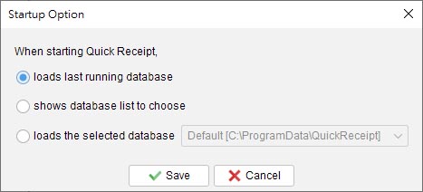 Database Settings of Quick Receipt
