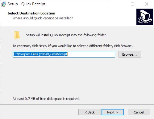 Select destination folder for install