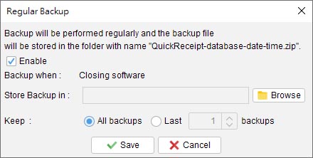 Regular Backup Quick Receipt data