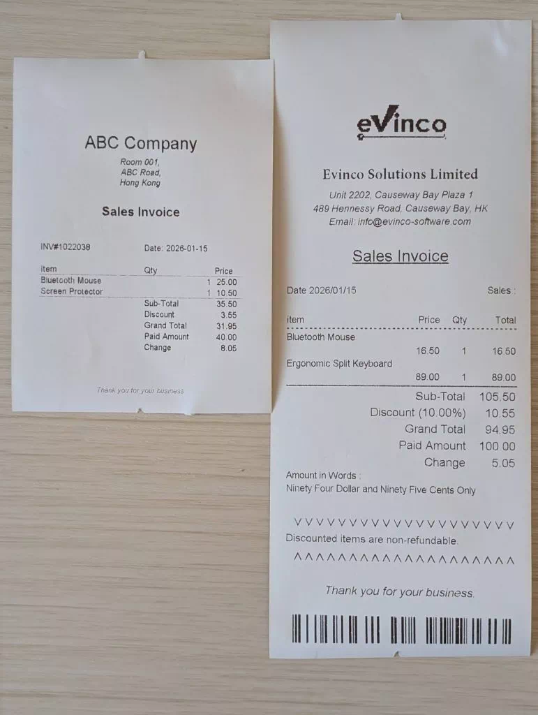 以 Excel 打印 vs Quick Receipt 软件打印